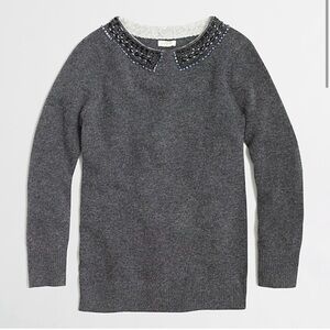 J. Crew grey jewel collared sweater